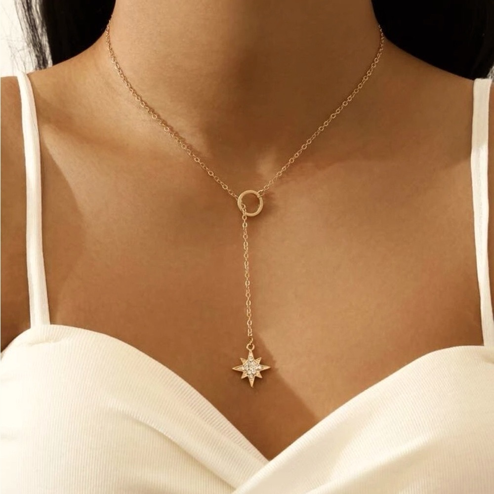 Rhinestone star lariat necklace - Picture 2 of 3